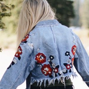 Zara Embroidered Denim Jacket